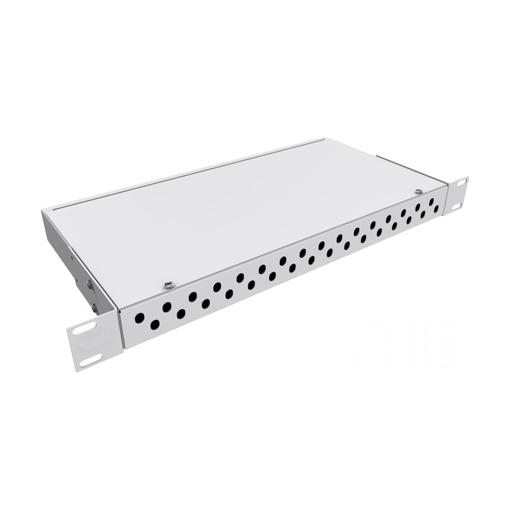Кросс распределительный KOSCAB Стоечный 1U до 24 портов SC/LC (duplex) (сплошная панель) RAL 7035 шт КОС-КС-1U-24-00000-SC/2LC
