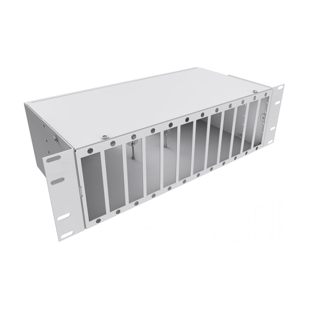 Кросс оптический KOSCAB 19'' укомплектованный 3U, 96 портов FC/UPC, 50/125 мкм (планки, сплайс-кассета 3шт, пигтейлы, КДЗС, адаптеры) серый RAL 7035 шт КОС-КС-3U-96-FC/U-50-SP1.5G2AY