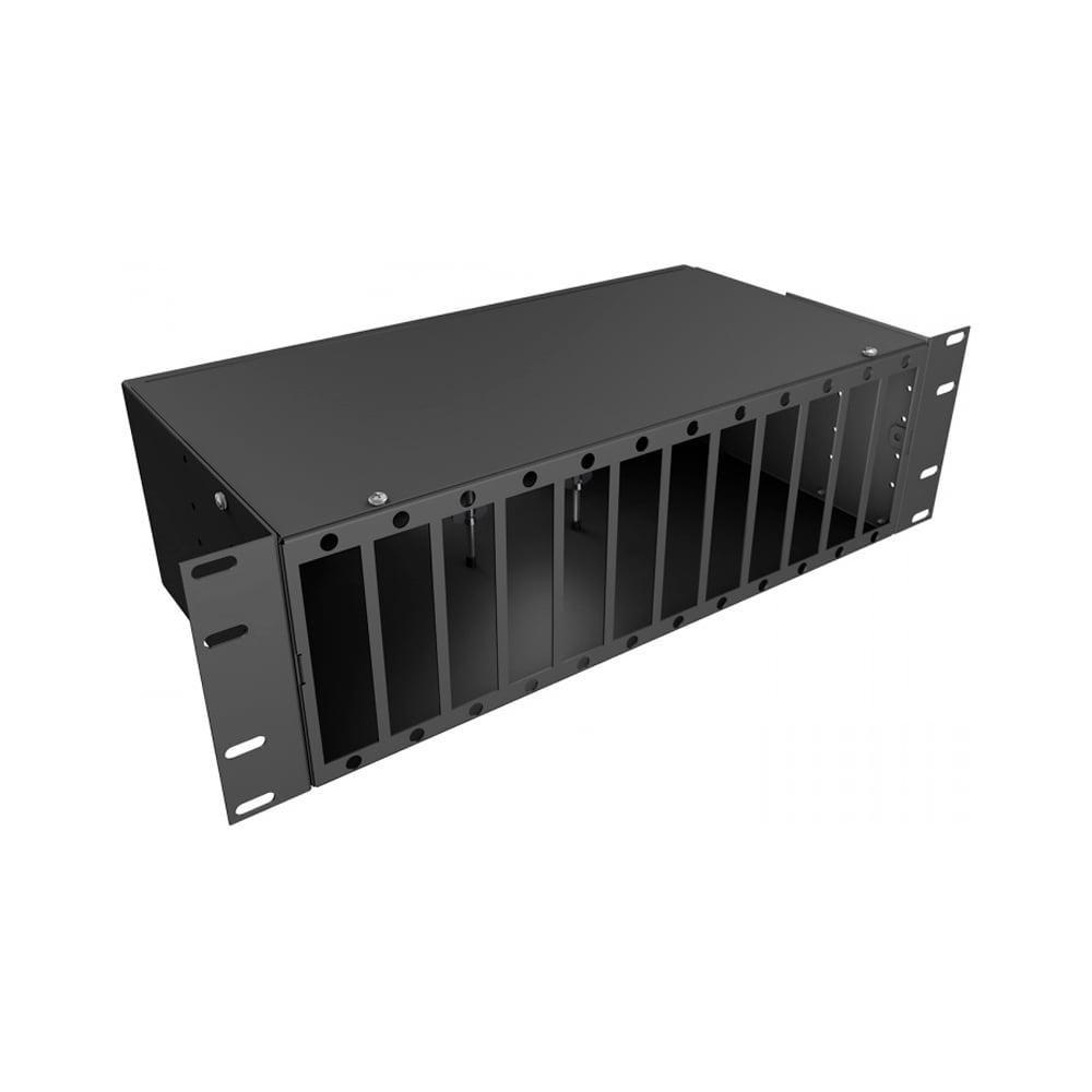 Кросс оптический KOSCAB 19'' укомплектованный 3U, 64 порта LC/UPC duplex, 50/125 мкм ОМ3 (планки, сплайс-кассета 4шт, пигтейлы, КДЗС, адаптеры) черный RAL 9005 шт КОС-КС-3U-64-2LC/U-503-SP1.5G1AY-BL