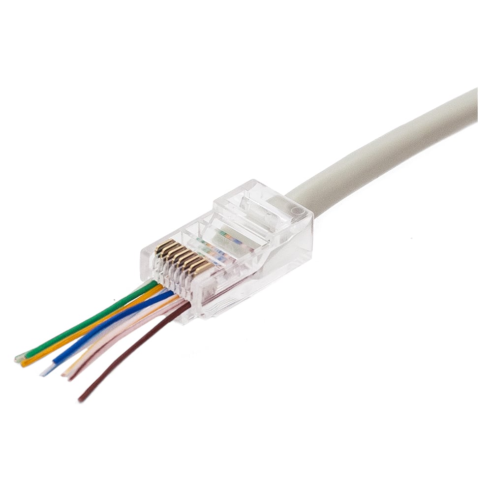 Изображение товара Коннектор Filum FL-PG-U5E-FC Сat 5e, UTP, RJ45(8p8c), 50мкд, универсальный, для одножильного и многожильного кабеля, сквозные отверстия, 100 шт 00-01293259