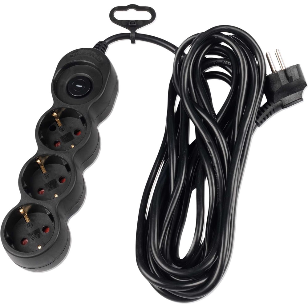 Удлинитель электрический Jazzway EX-03GS-500-bk (3 x 5м) 3 розетки, заземление, шторки, выключатель 5075764