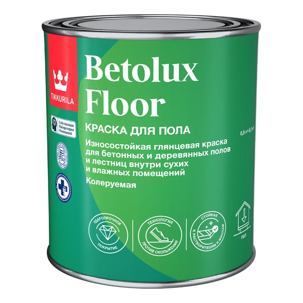 Изображение товара Краска для полов Tikkurila BETOLUX FLOOR база A, глянцевая, 9л 700014004