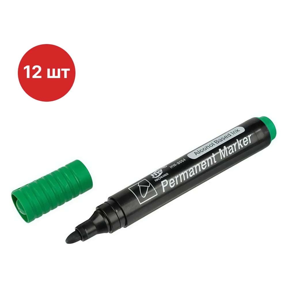 Маркер перманентный премиум Sebmet (зеленый) S (упаковка 12 шт) TD037000009.12