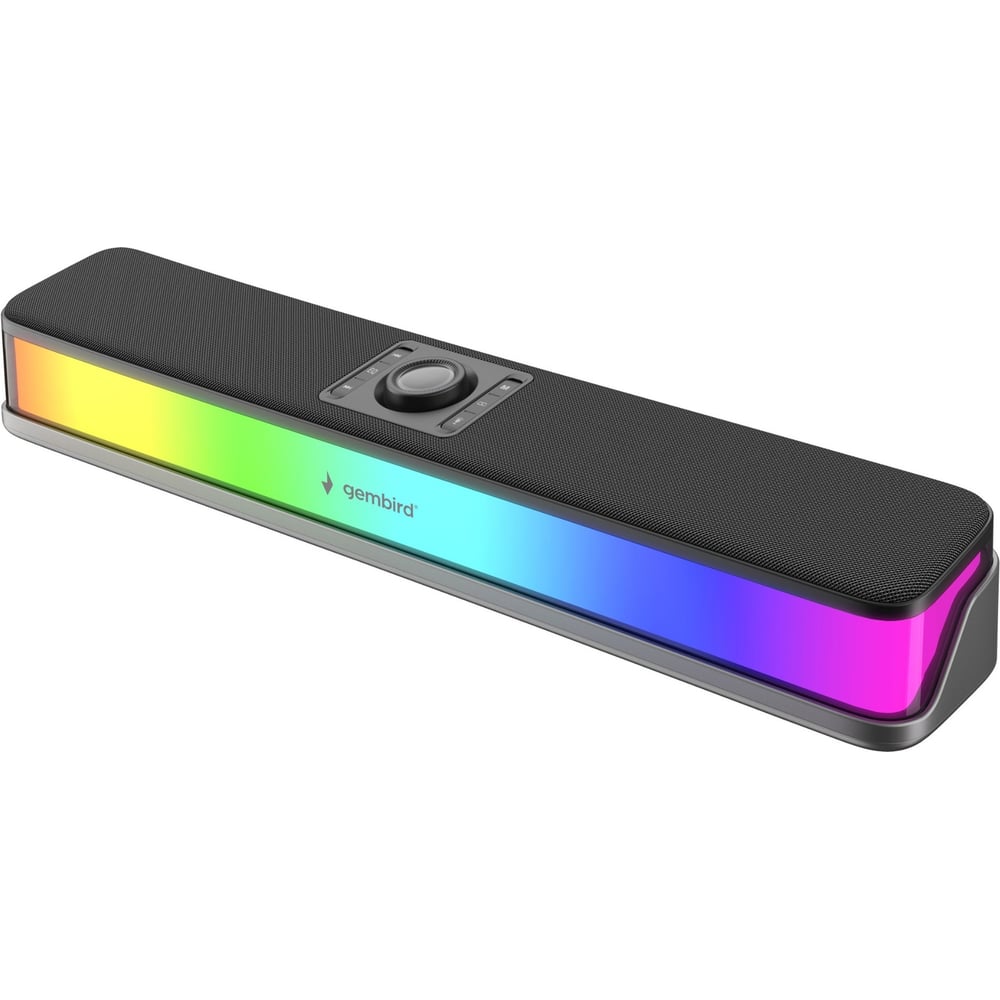 Саундбар Gembird 2.0, 16Вт, пластик+ткань, рег.громкости, RGB подсветка, BT, аккумулятор, черный SPK-330
