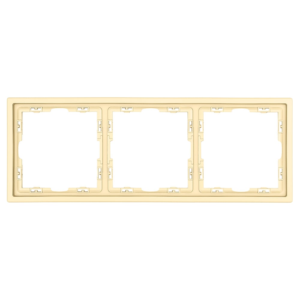 Рамка Vell тонкая золотая, пластик, 3 поста, 80х80 мм, модуль, Grand {V702164} 1398336