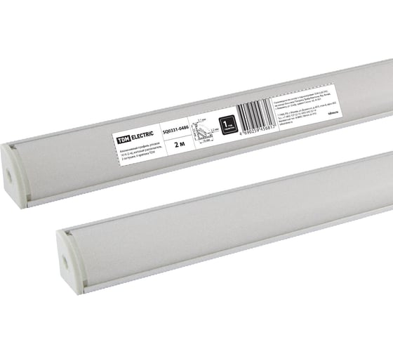 Изображение товара Угловой алюминиевый профиль TDM ELECTRIC 1616 2 метра, матовый рассеиватель, 2 заглушки, 4 крепежа SQ0331-0486