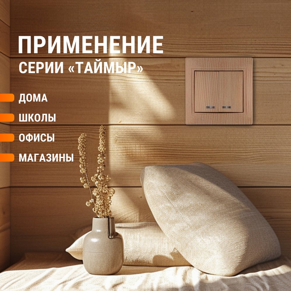 Изображение товара Выключатель TDM ELECTRIC 2 кл. с подсветкой 10А серия Таймыр Встраиваемый