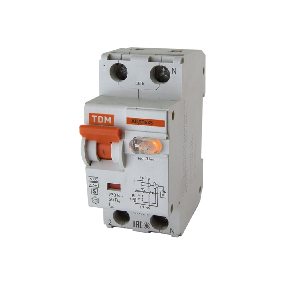 Автоматический выключатель дифференциального тока TDM выключатель автоматический дифференциального тока 2п c 16а 30ма тип ac 4 5ка диф 101 4 5мод dekraft 15003dek