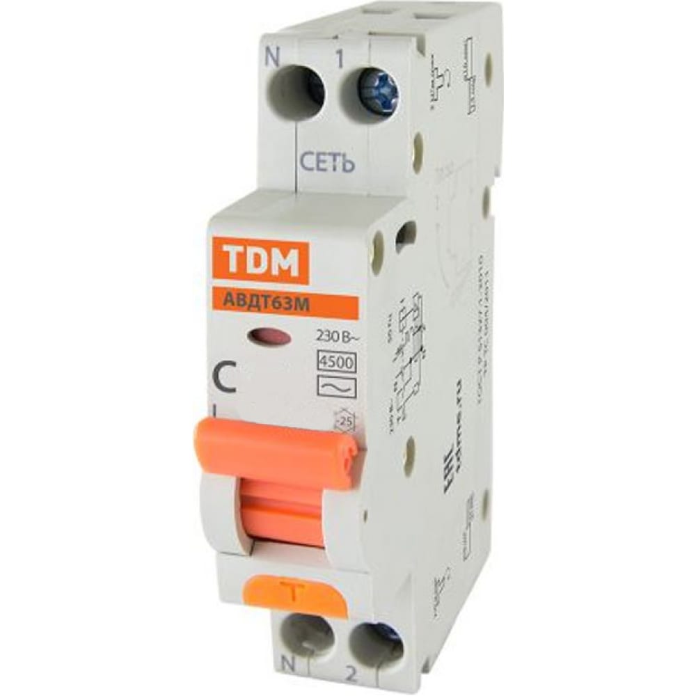 Автоматический выключатель дифференциального тока TDM автоматический выключатель sigma elektrik дифференциального тока авдт ac 2p 30ma 6ka 25a