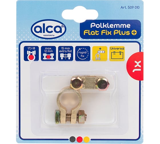 Изображение товара Клемма для АКБ Alca + цинковый сплав под планку в блистере 509010