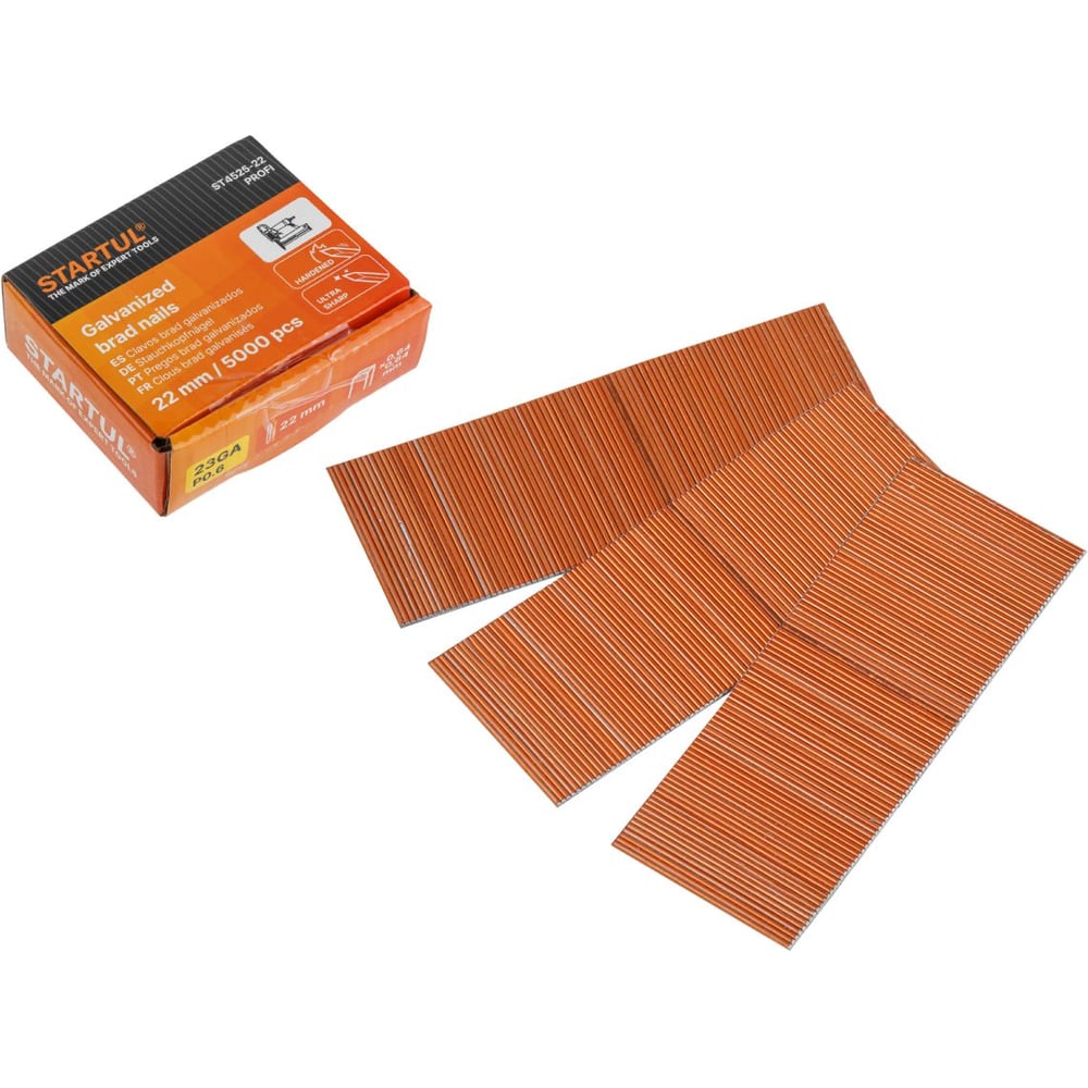 Шпильки STARTUL 0,64×0,64×22 мм, Profi, 23GA, 5000 шт. ST4525-22 ЦИ-2795184288