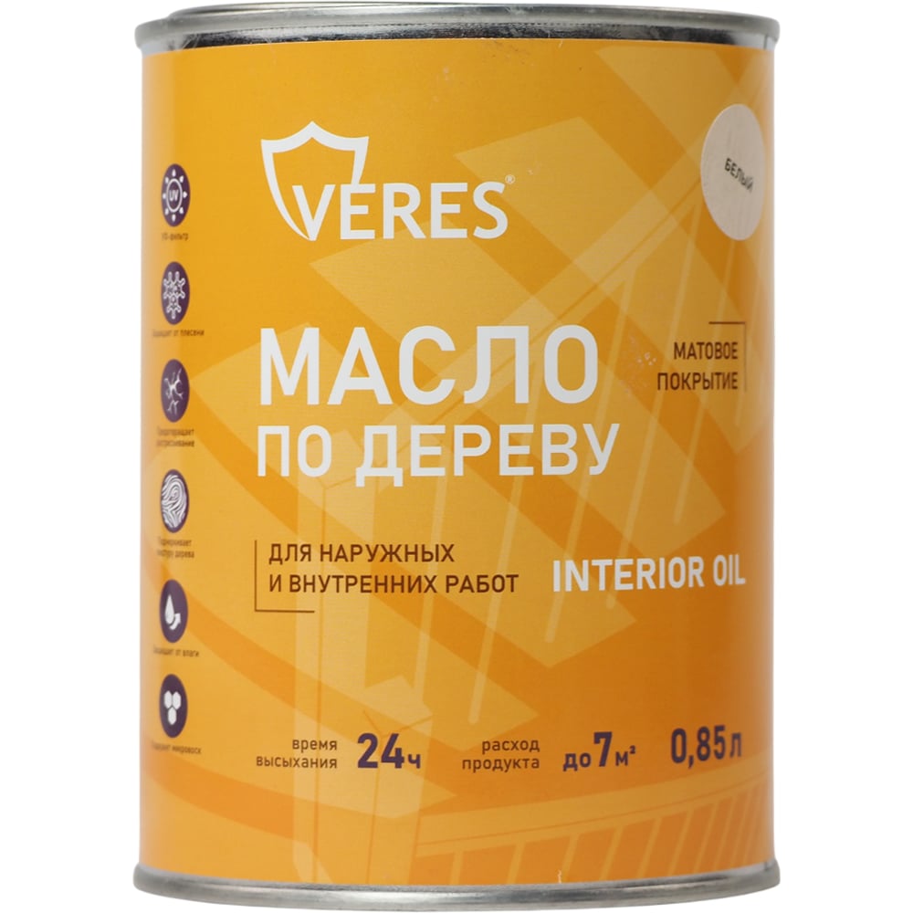 Изображение товара Масло для дерева Veres Interior Oil, 0,85 л, белое 280558 Изображение товара Масло для дерева Veres Interior Oil, 0,85 л, белое 280558