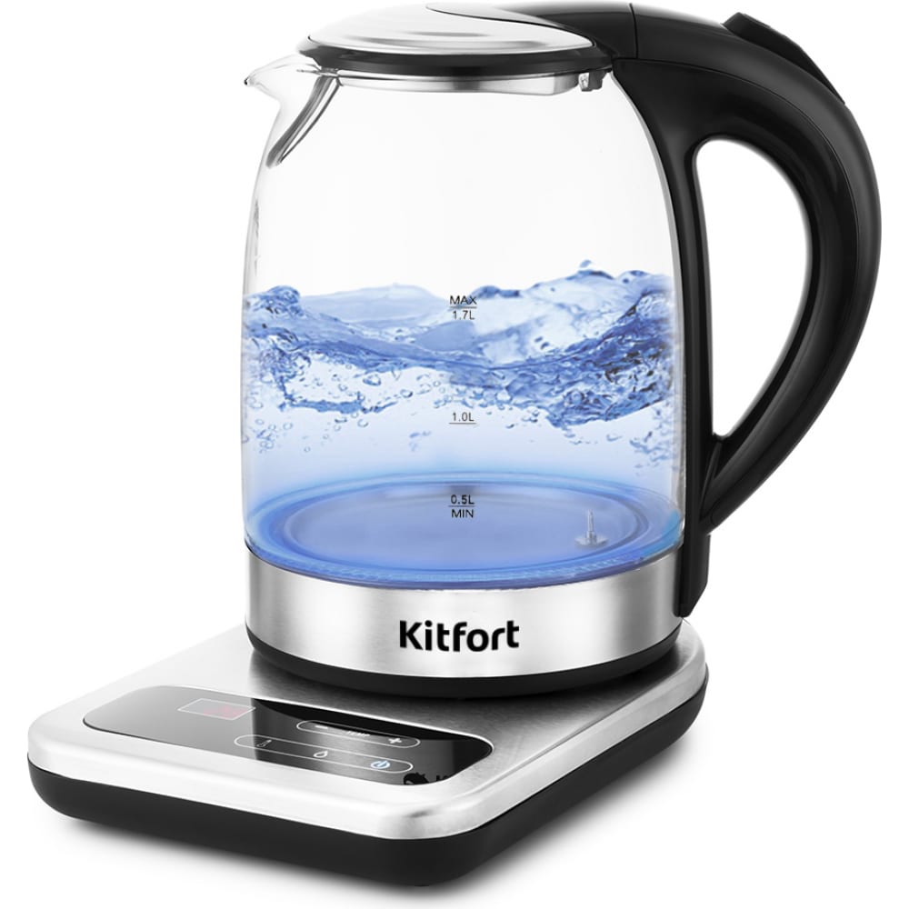 Чайник KITFORT, цвет серебристый/черный КТ-657 - фото 1