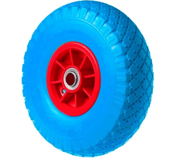 Изображение товара Полиуретановое бескамерное колесо для тачки / тележки (3.00-4, диаметр 250 мм, ось 16 мм, подшипник) А5 PU 1806-16 1000415