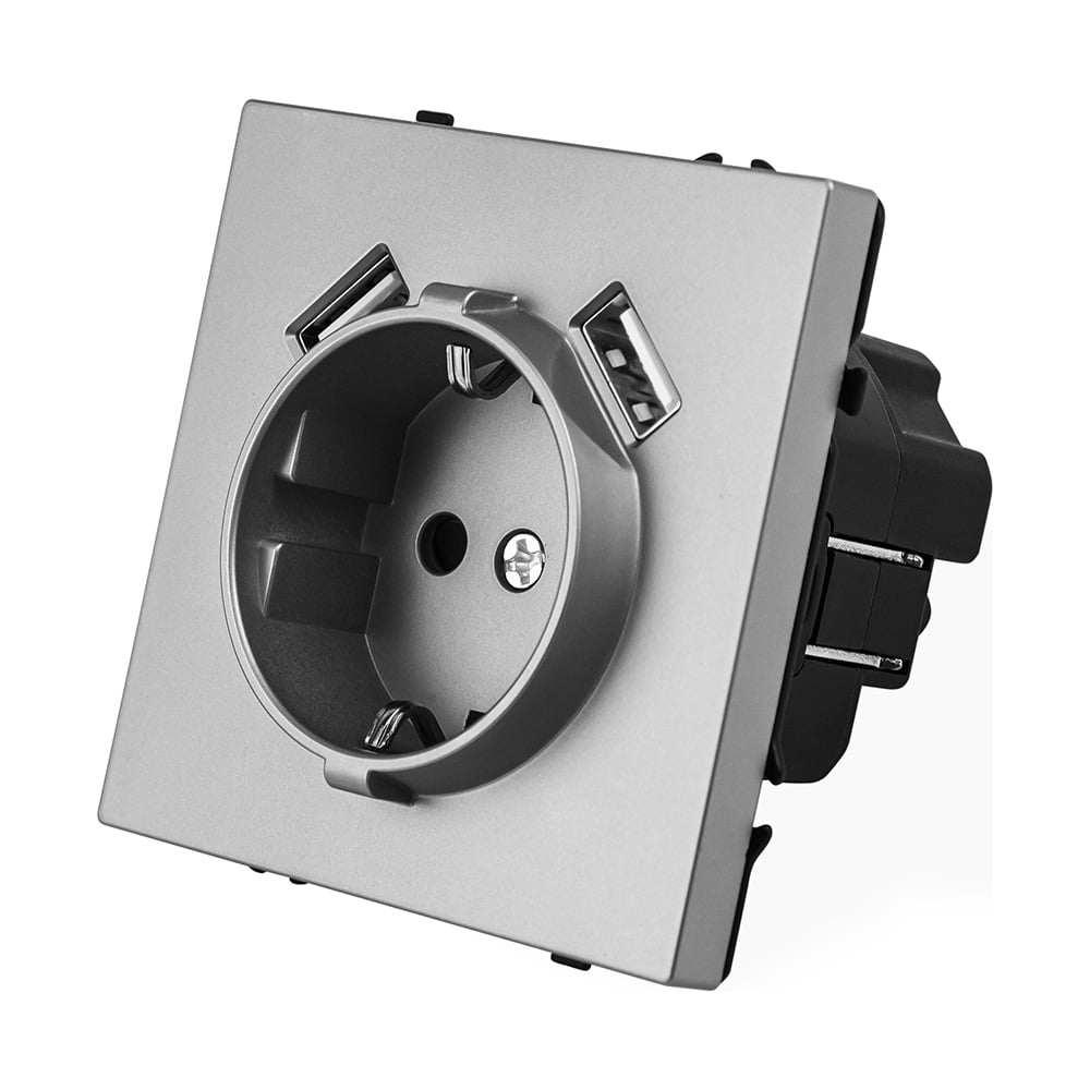Розетка серая, USB-A, USB-A электрическая, модуль, Grand {V702207} Vell 1398379