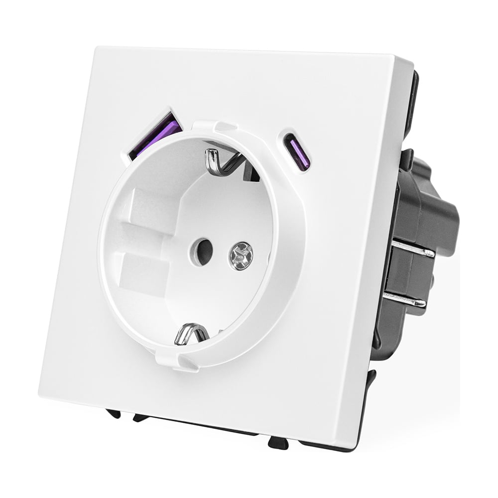 Розетка белая, USB-A, USB-C электрическая, модуль, Grand {V702209} Vell 1398381