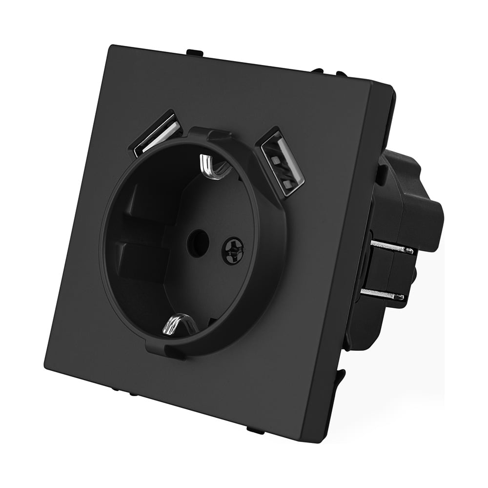 Розетка черная, USB-A, USB-A электрическая, модуль, Grand {V702206} Vell 1398378