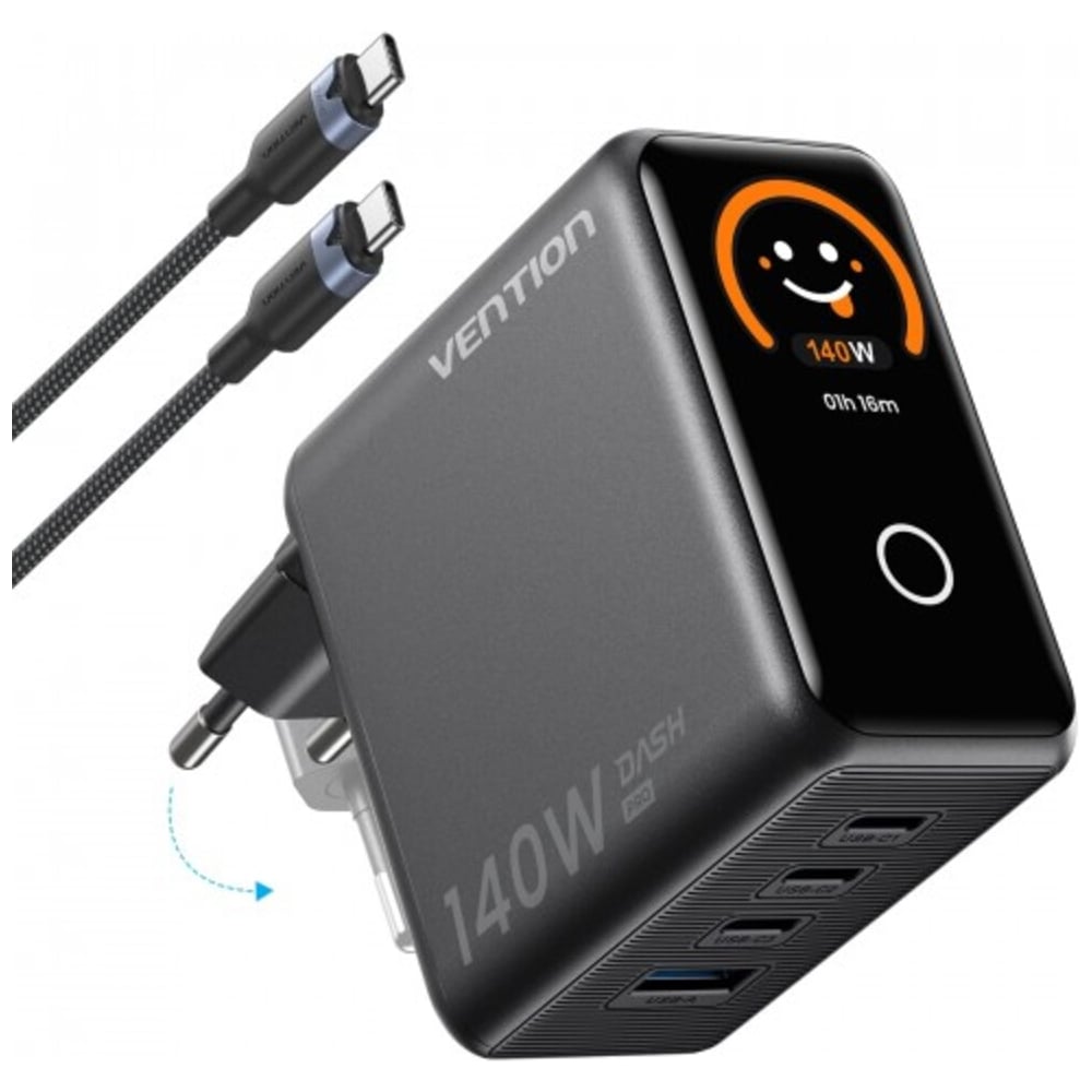 Сетевое зарядное устройство VENTION на 4 порта GaN 140W USB (C+C+C+A) с дисплеем TZ-FCOH0-EU