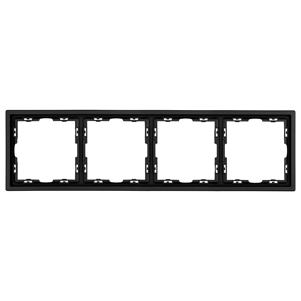 Рамка Vell тонкая черная, пластик, 4 поста, 80х80 мм, модуль, Grand {V702166} 1398338