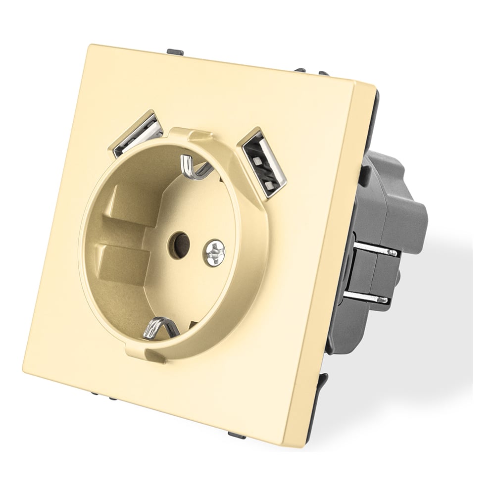 Розетка Vell золотая, USB-A, USB-A электрическая, модуль, Grand {V702208} 1398380
