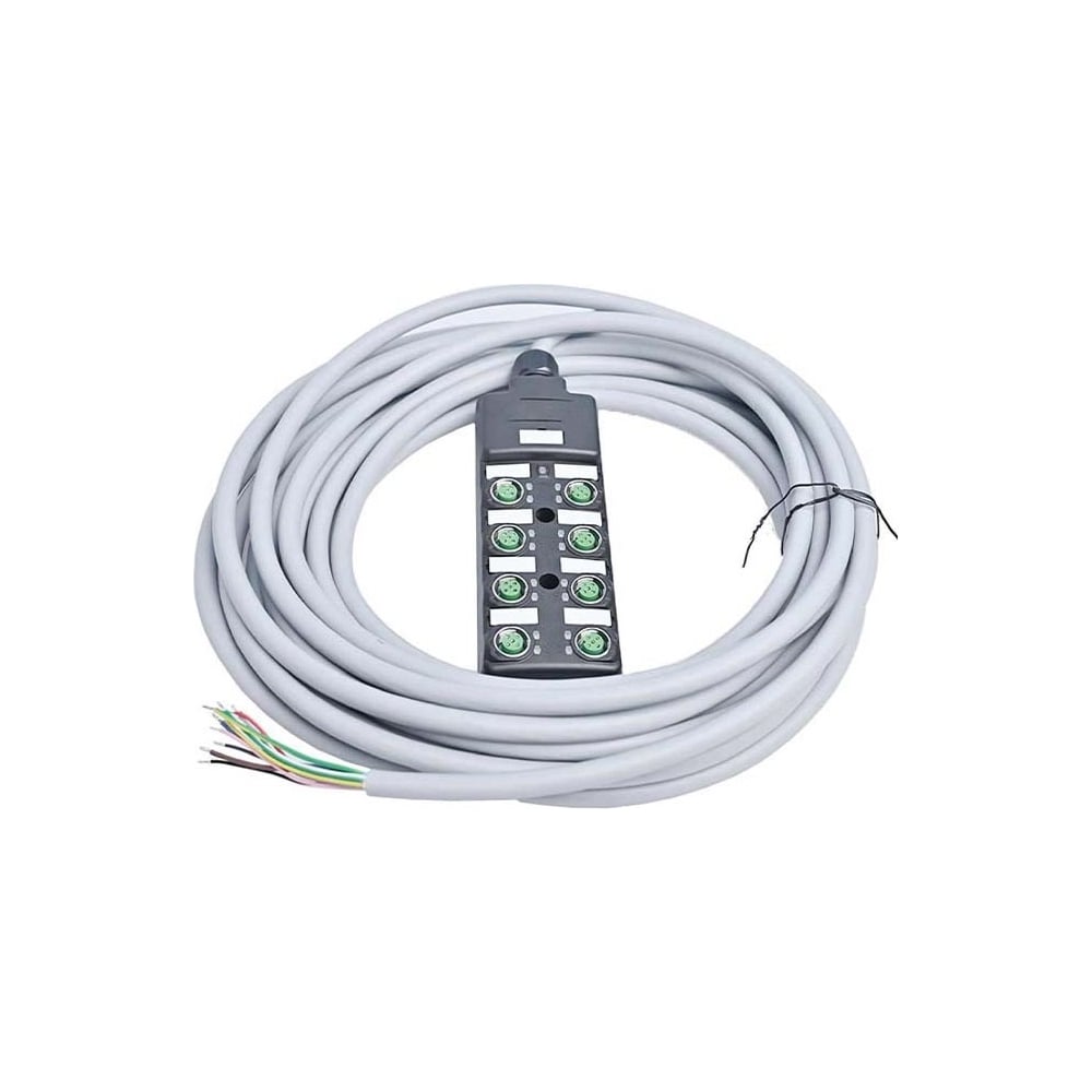 Распределительная коробка VELLEDQ M12-A3-8K5P-3.0TL/GY, разъем М12, портов 8, 5pin, PNP, кабель TL серый 3м 08-00034447