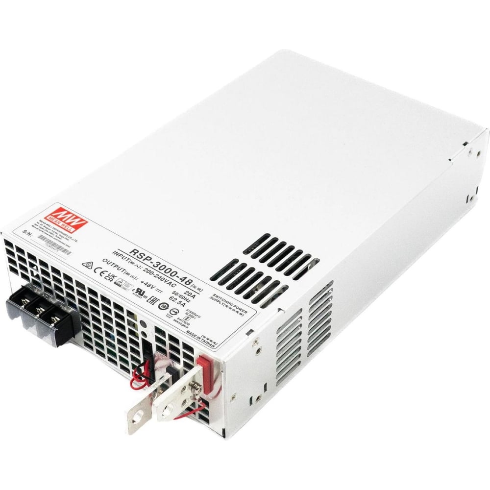 Изображение товара Мощный блок питания MEAN WELL RSP-3000-48 3000 Вт 48 В 62.5А программируемый, со встроенным вентилятором, дополнительным выходом 12В, дистанционным вкл./выкл., ККМ 315512 Изображение товара Мощный блок питания MEAN WELL RSP-3000-48 3000 Вт 48 В 62.5А программируемый, со встроенным вентилятором, дополнительным выходом 12В, дистанционным вкл./выкл., ККМ 315512