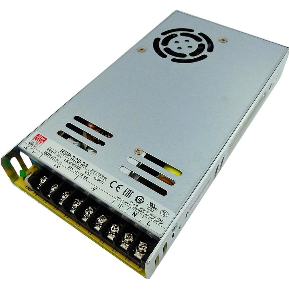 Изображение товара Импульсный источник питания MEAN WELL RSP-320-24 320 Вт с выходным напряжением 24 В, током 13.4 А и коррекцией коэффициента мощности для промышленной автоматизации 1083673 Изображение товара Импульсный источник питания MEAN WELL RSP-320-24 320 Вт с выходным напряжением 24 В, током 13.4 А и коррекцией коэффициента мощности для промышленной автоматизации 1083673