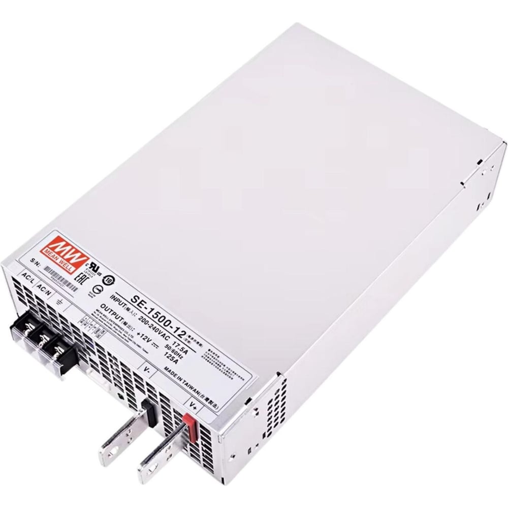 Изображение товара Блок питания на шасси MEAN WELL SE-1500-12 мощный 1500 Вт 12 В 125 А, высокая эффективность, дистанционное вкл/выкл, защита от перегрузок, КЗ, перенапряжения, перегрева 324415 Изображение товара Блок питания на шасси MEAN WELL SE-1500-12 мощный 1500 Вт 12 В 125 А, высокая эффективность, дистанционное вкл/выкл, защита от перегрузок, КЗ, перенапряжения, перегрева 324415