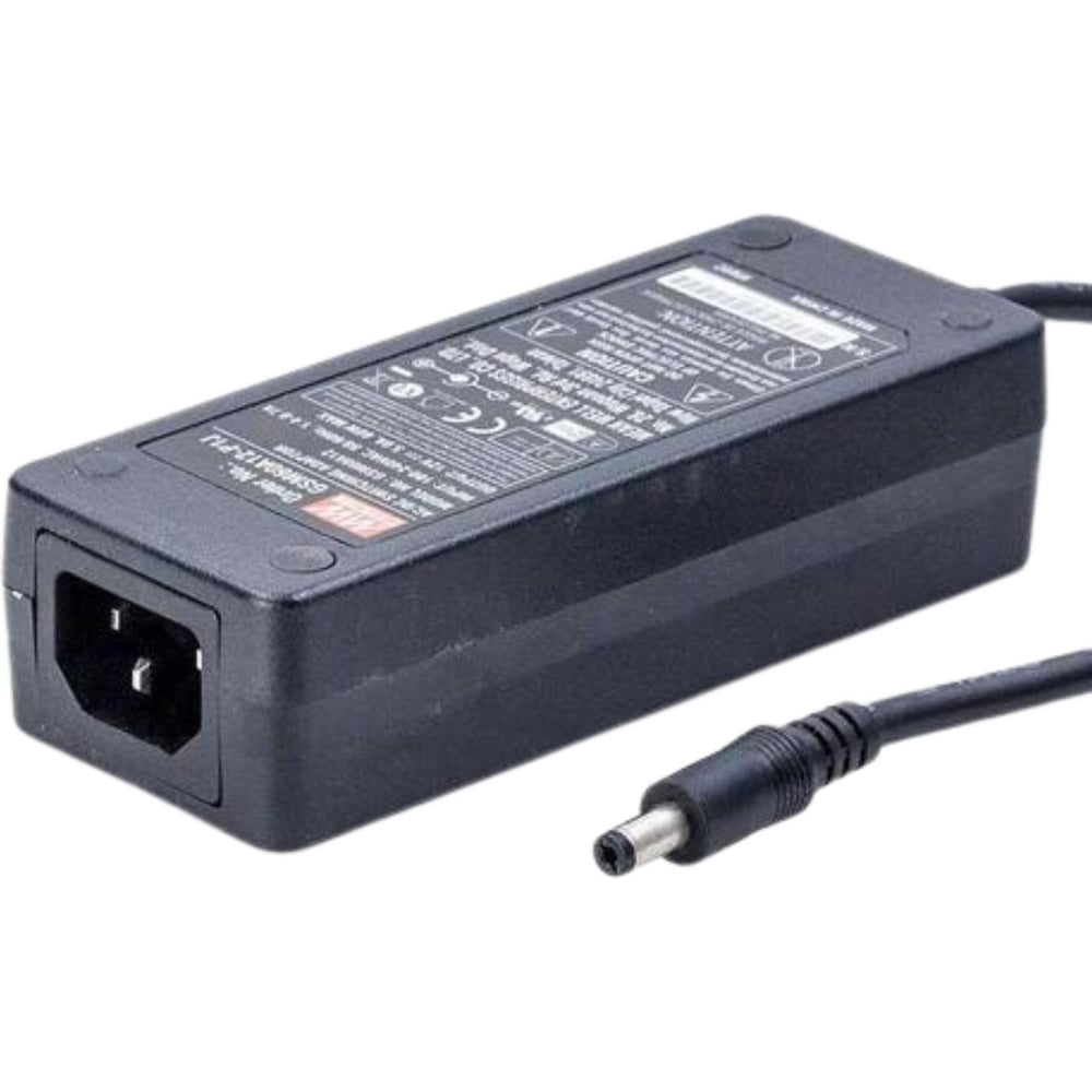 Адаптер питания настольный MEAN WELL 12В 5А GSM60A12-P1J, 60Вт, разъем DC, с усиленной изоляцией, для портативных медицинских устройств, LED-индикатор сети, без кабеля п 1202588