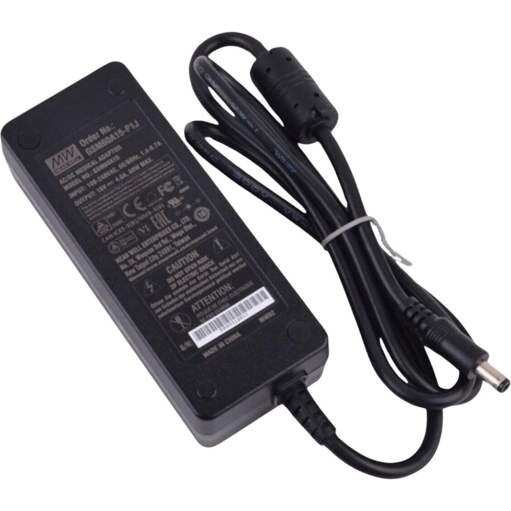 Адаптер питания настольный MEAN WELL 15В 4А GSM60A15-P1J, 60Вт, разъем DC, с усиленной защитой, для портативных медицинских устройств, LED-индикатор сети, длина кабеля 1 1202589