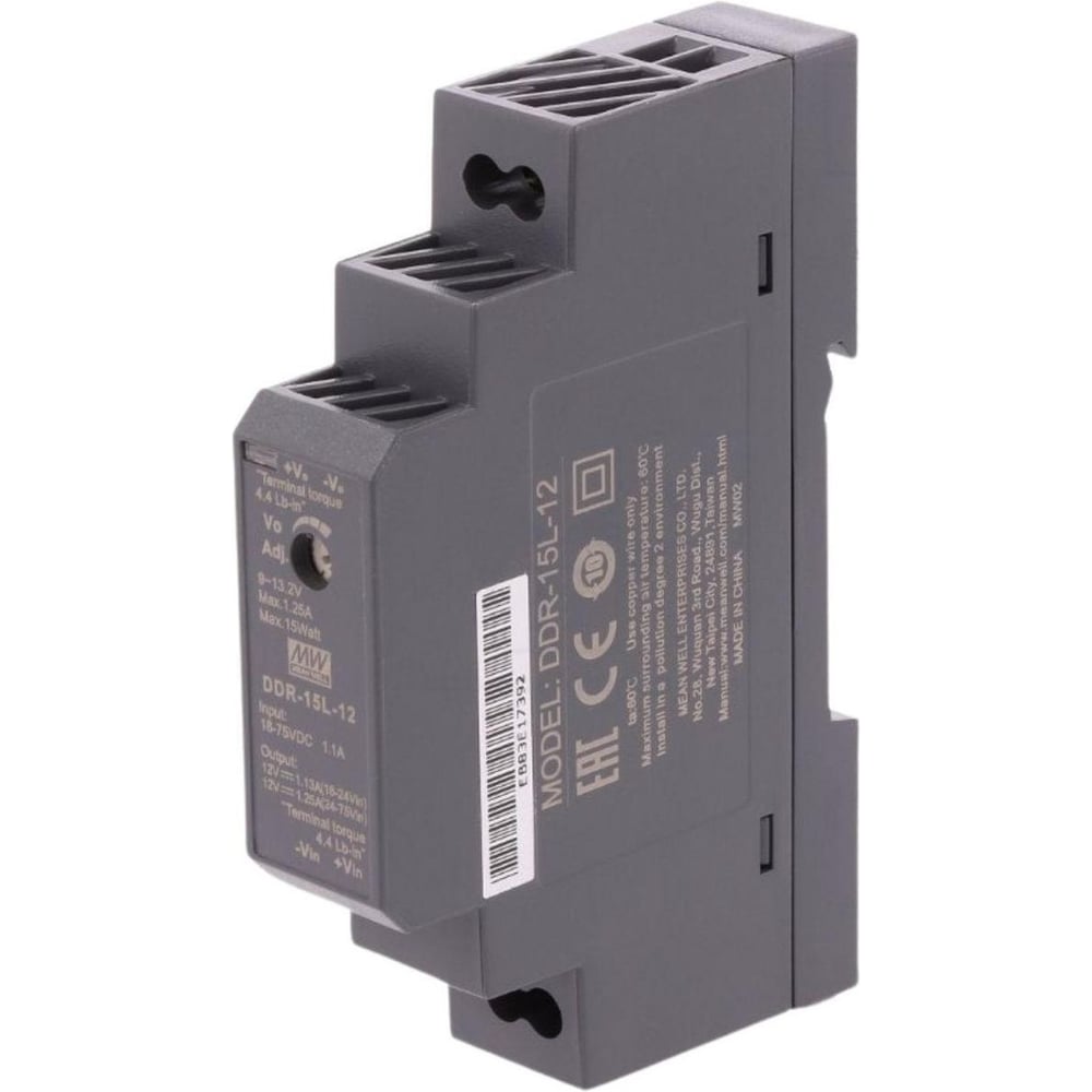 Блок питания на DIN-рейку MEAN WELL DDR-15L-12 DC/DC 15 Вт 12 В 2791869