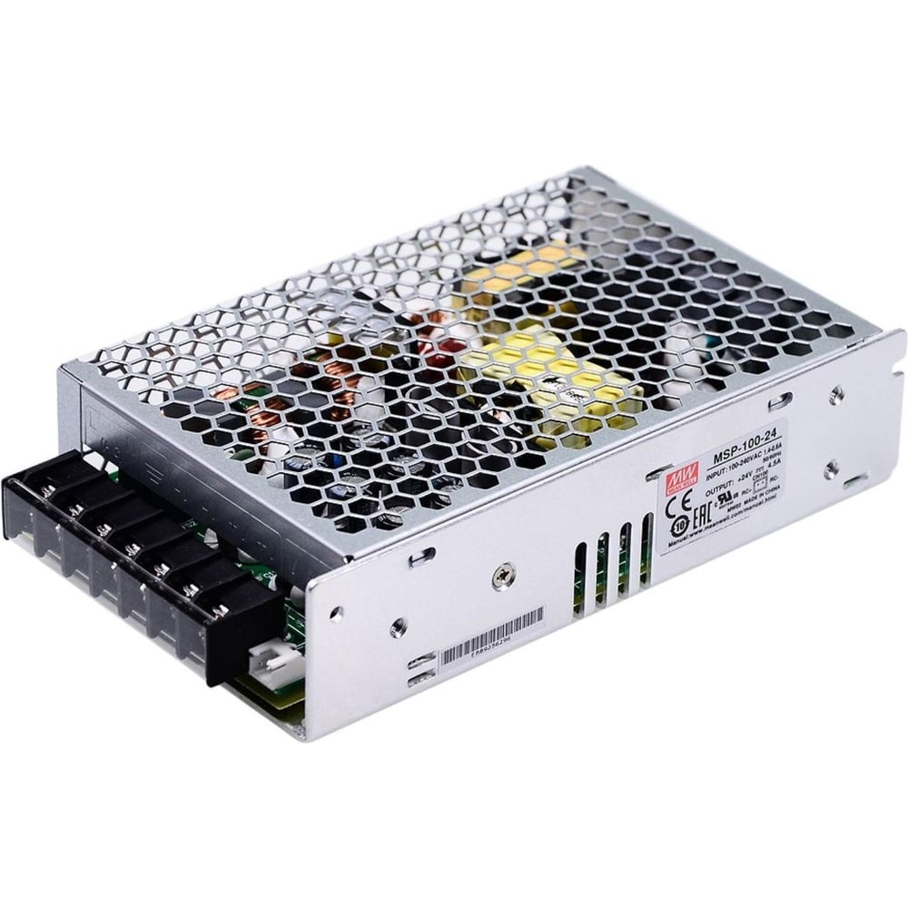 Блок питания в кожухе на шасси MEAN WELL MSP-100-24 с коррекцией мощности, дистанционным управлением, усиленная изоляция, низкий ток утечки, для медицинских устройств E 1070900