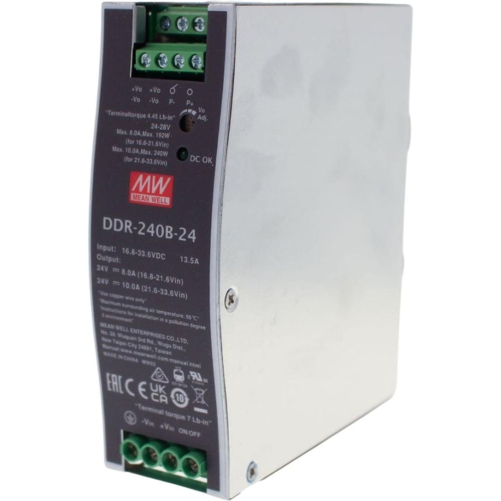 Блок питания на DIN-рейку MEAN WELL DDR-240B-24 DC/DC 240 Вт 24 В 3409298