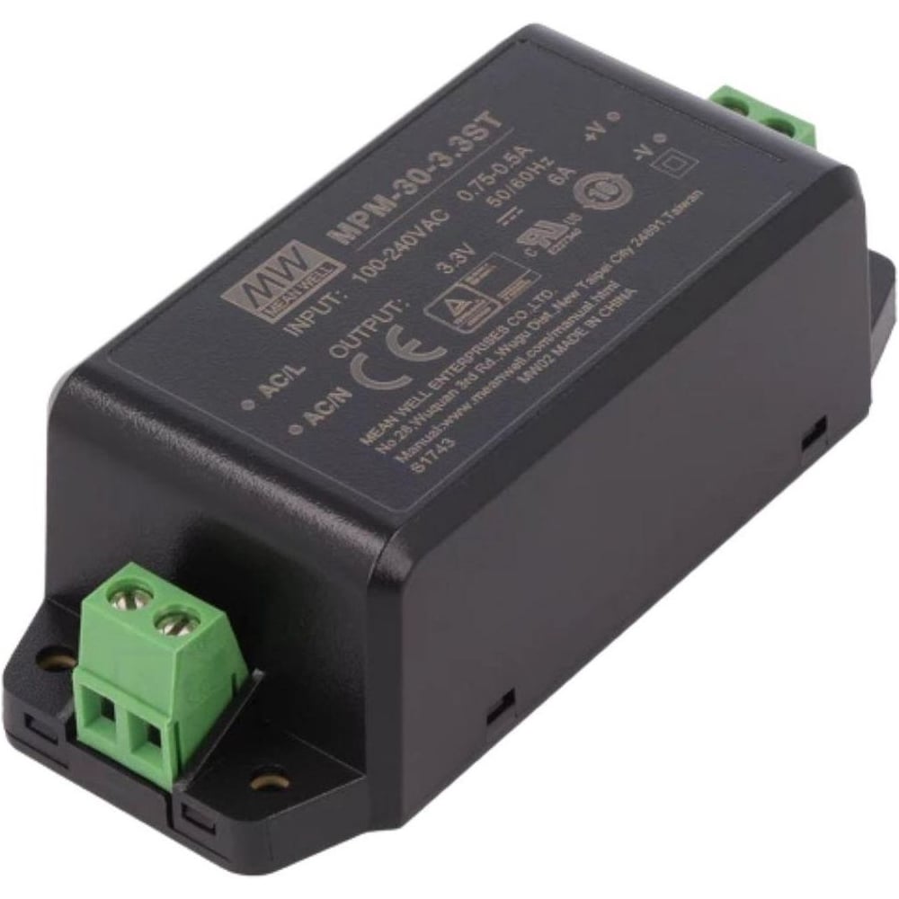 Блок питания в корпусе на шасси изолированный MEAN WELL MPM-30-3.3ST ЭМС по классу B, для медицинских устройств EN60601-1 (2xMOPP), AC/DC 19.8 Вт 3.3 В 3418233