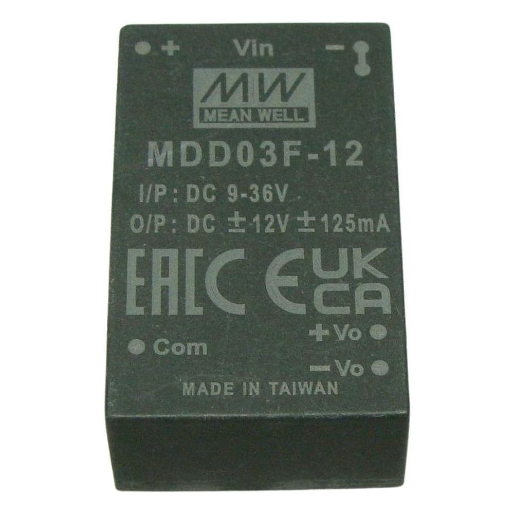 DC/DC-преобразователь на печатную плату изолированный MEAN WELL MDD03F-12 биполярный выход, для медицинских устройств стандарт EN60601-1 (2xMOPP) в корпусе DIP-24 3 В 3943358