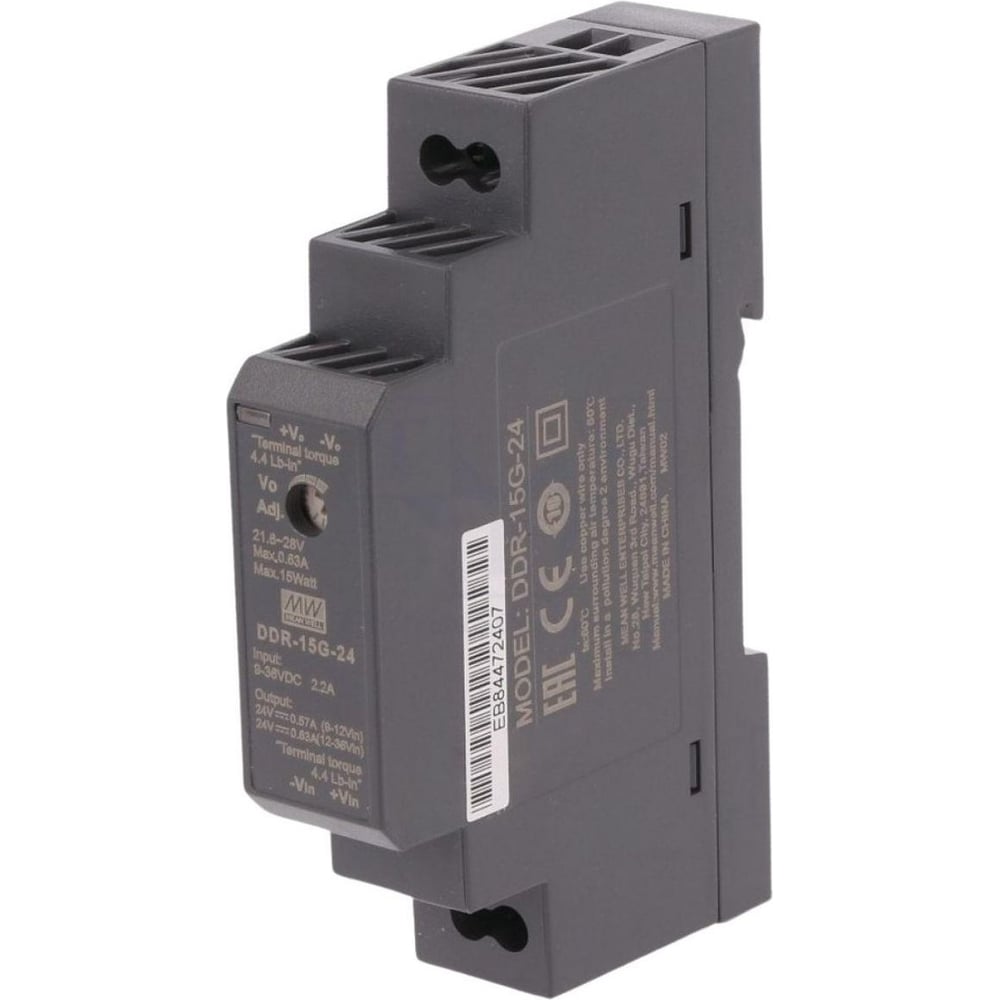 Блок питания на DIN-рейку MEAN WELL DDR-15G-24 DC/DC 15 Вт 24 В 2739096