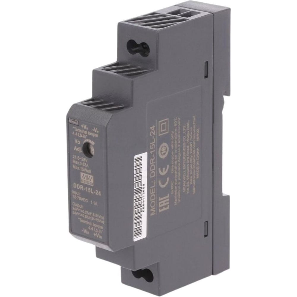 Блок питания на DIN-рейку MEAN WELL DDR-15L-24 DC/DC 15 Вт 24 В 2791866
