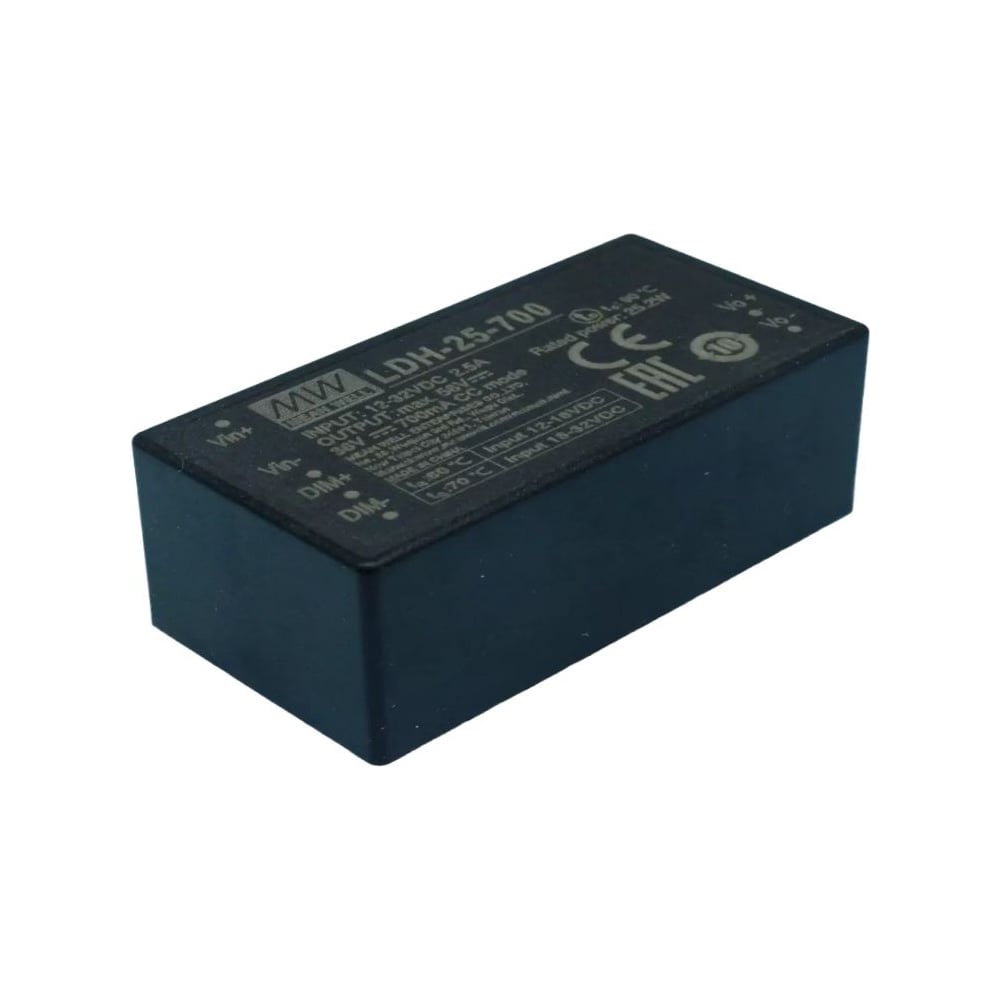 Повышающий DC/DC светодиодный драйвер MEAN WELL LDH-25-700 на печатную плату 25 Вт 12.5-36 В 0.7 А 3674521