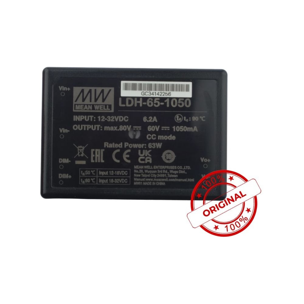 Повышающий DC/DC светодиодный драйвер MEAN WELL LDH-65-1050 на печатную плату 63 Вт 12.5-60 В 1.05 А 3676265