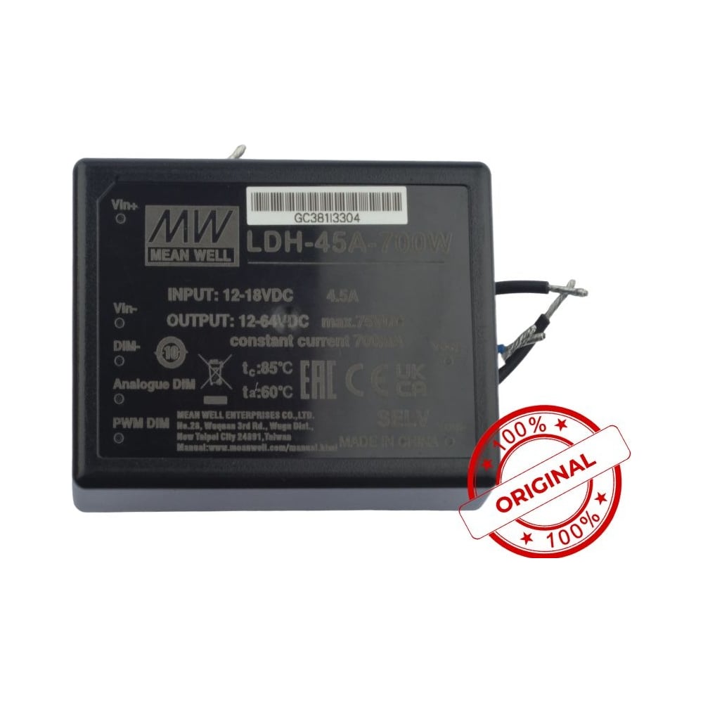 Повышающий DC/DC светодиодный драйвер MEAN WELL LDH-45A-700W с проводами 45 Вт 12-64 В 0.7 А 1287724