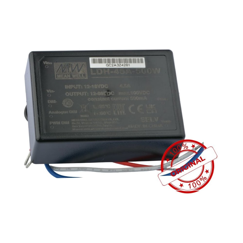 Повышающий DC/DC светодиодный драйвер MEAN WELL LDH-45A-500W с проводами 43 Вт 12-86 В 0.5 А 1287715