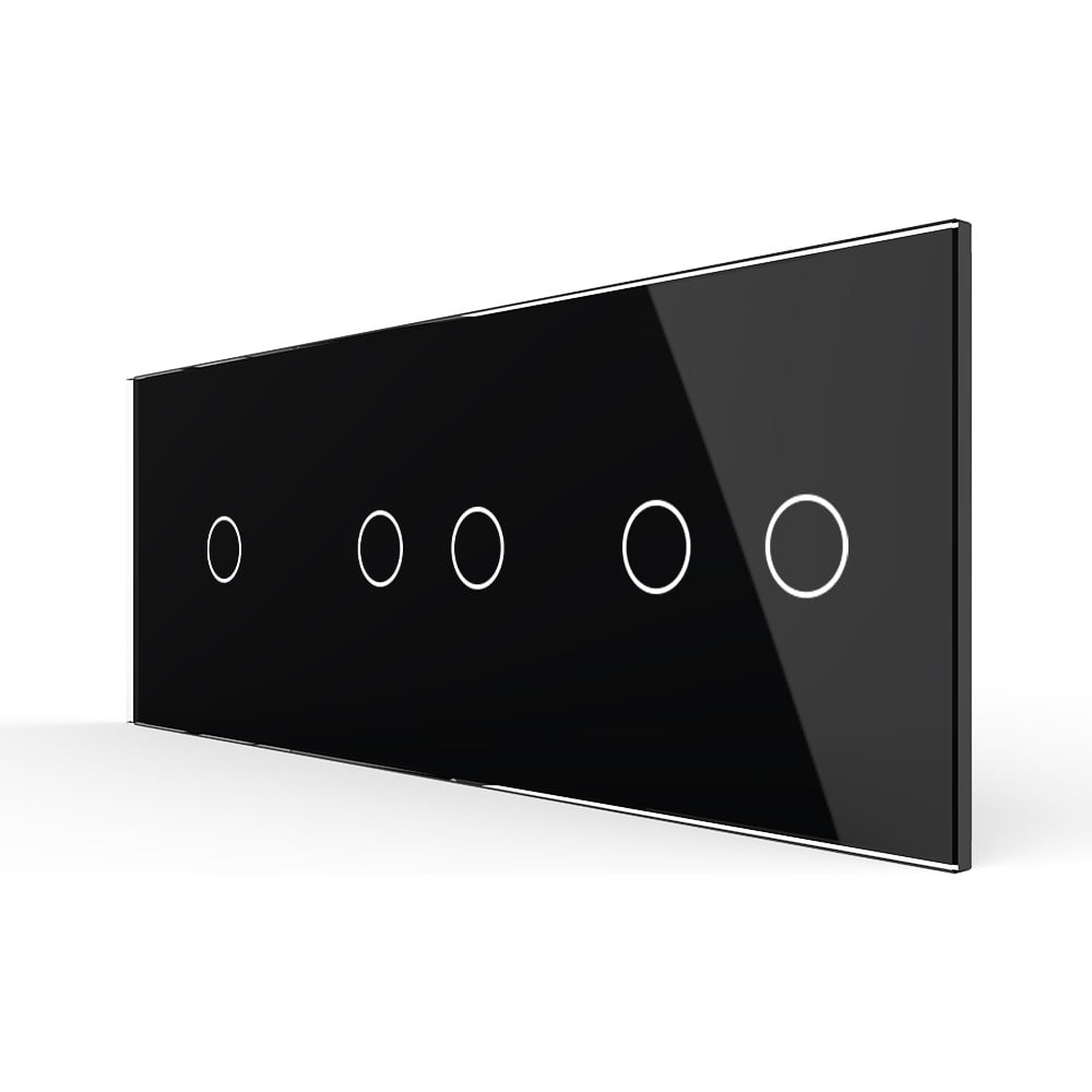 Панель для трех сенсорных выключателей LIVOLO 5 клавиш (1+2+2), цвет черный, стекло BB-C7-C1/C2/C2-12