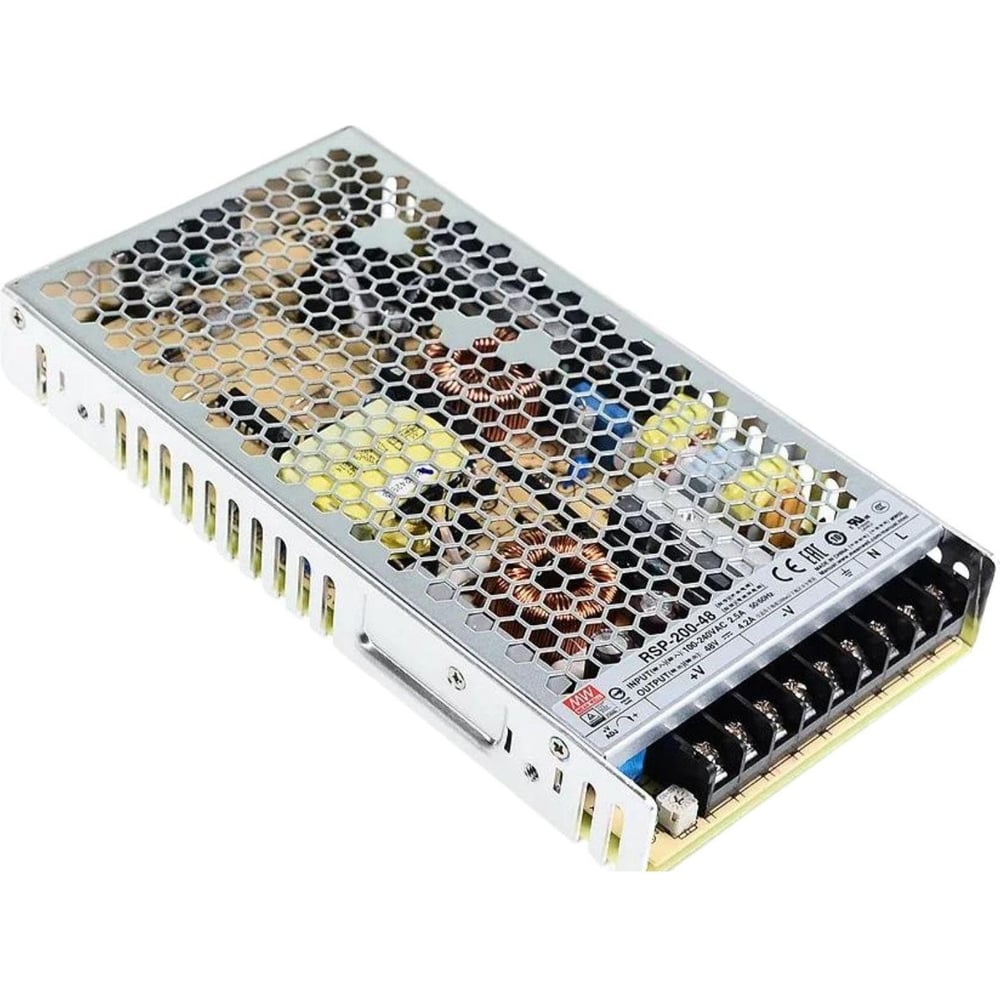 Источник питания AC/DC MEAN WELL RSP-200-48 200 Вт, 48 В, 4.2 А, активный PFC, 1U корпус, конвекционное охлаждение, комплексная защита, для автоматизации 1137659