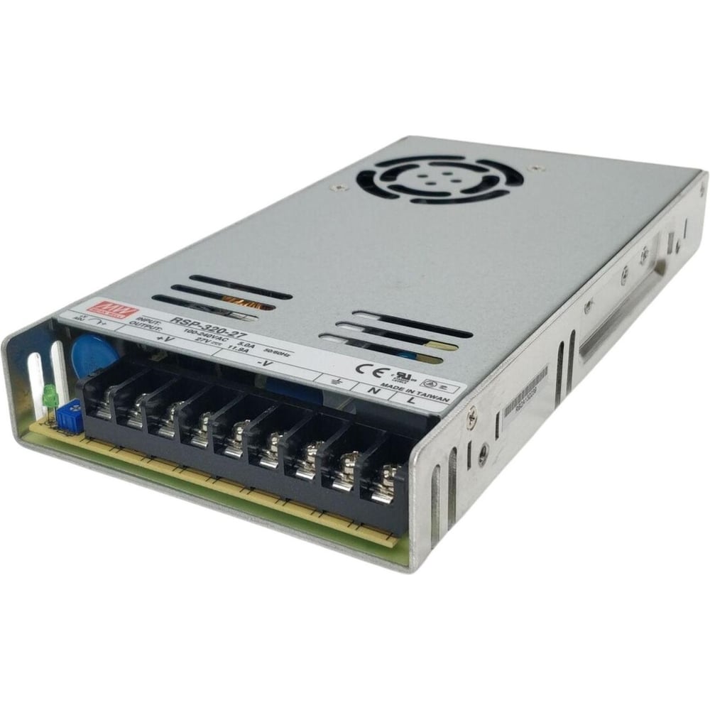 Преобразователь AC/DC MEAN WELL RSP-320-27 с универсальным входным напряжением, мощностью 320 Вт и выходным напряжением 27 В, активной коррекцией коэффициента мощности 1083674