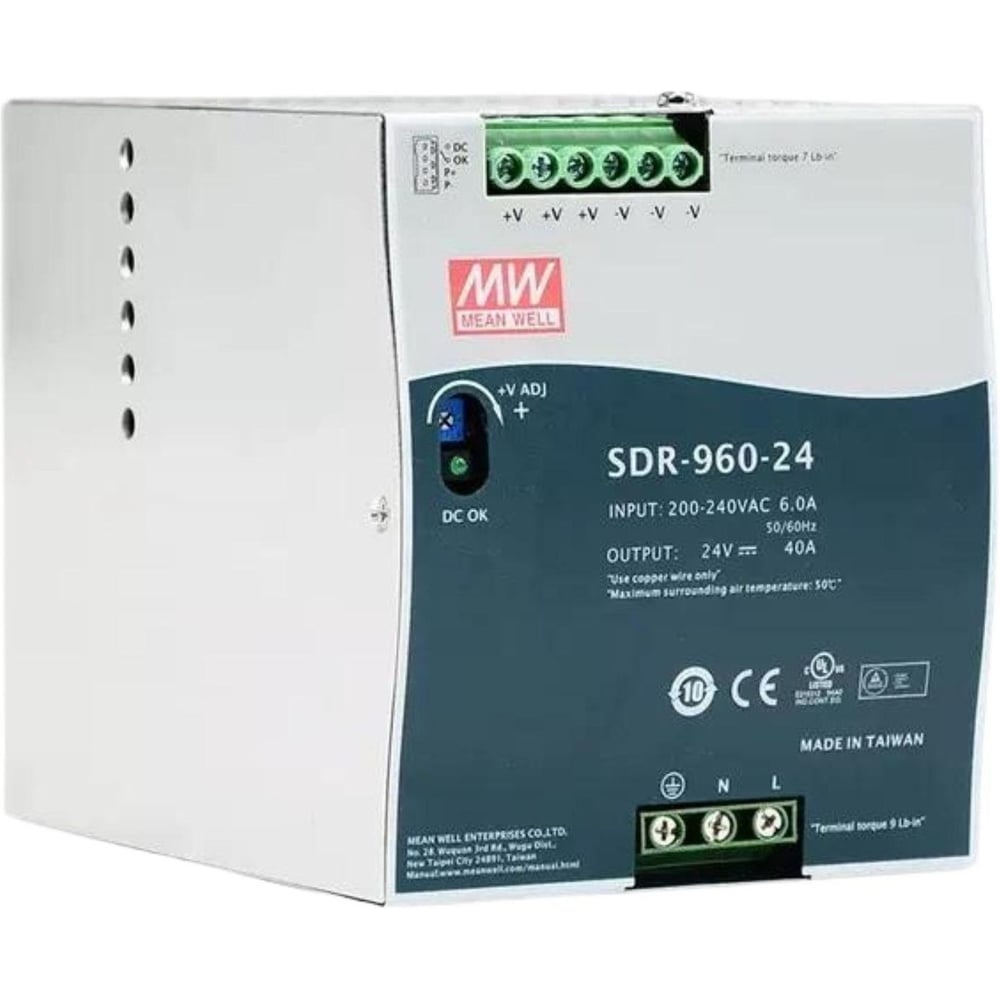 Блок питания на DIN-рейку MEAN WELL SDR-960-24 AC/DC 960 Вт 24 В 1083629