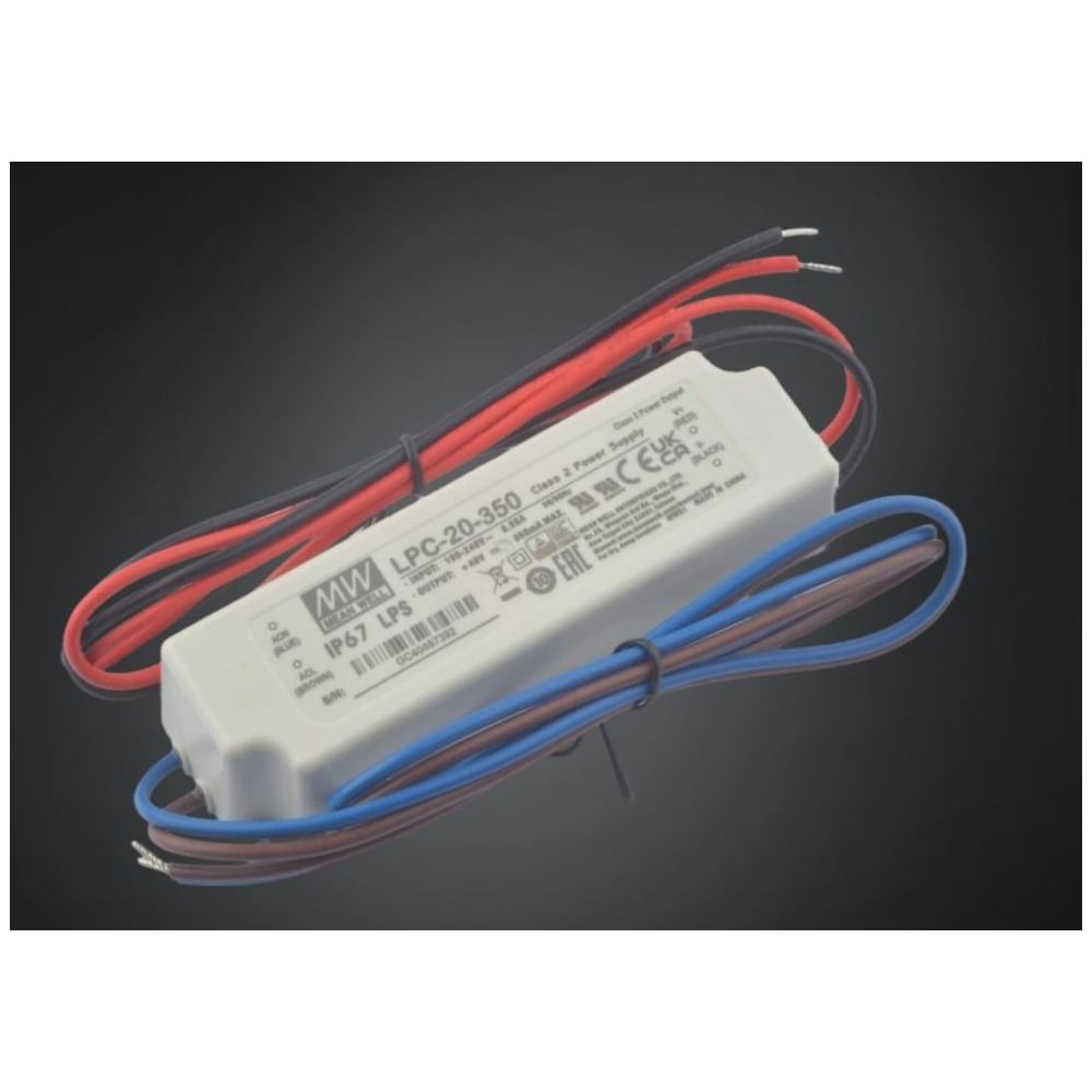 Изображение товара Светодиодный драйвер для наружного освещения MEAN WELL LPC-20-350 IP67 16 Вт 48 Вт 0.35 А 307396