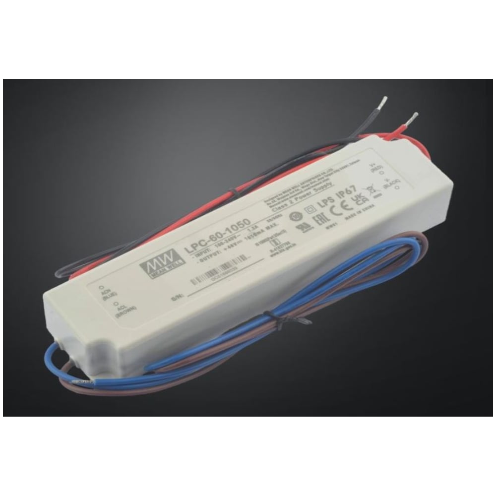 Изображение товара Светодиодный драйвер для наружного освещения MEAN WELL LPC-60-1050 IP67 50 Вт 48 В 1.05 А 319466 Изображение товара Светодиодный драйвер для наружного освещения MEAN WELL LPC-60-1050 IP67 50 Вт 48 В 1.05 А 319466