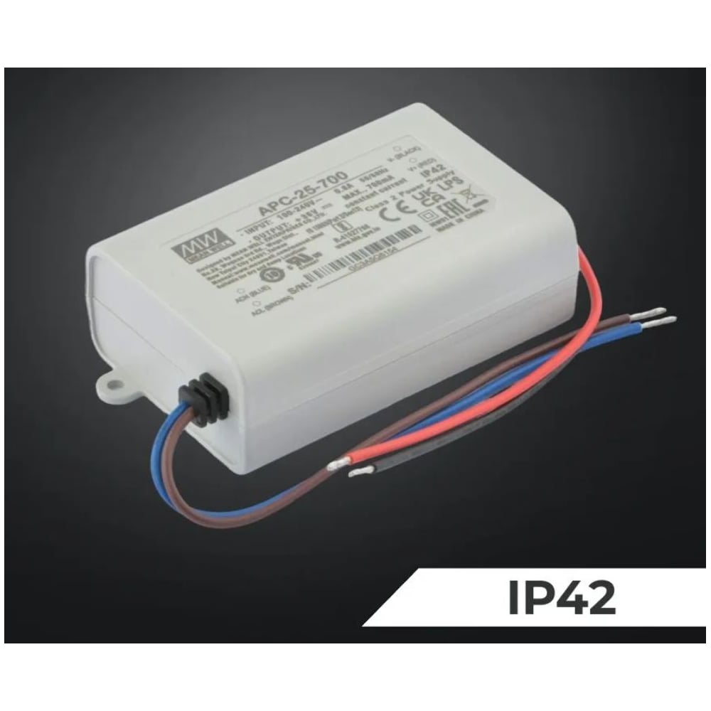 Изображение товара Светодиодный драйвер MEAN WELL APC-25-700 IP42 25 Вт 11-36 В 0.7 А 1071914