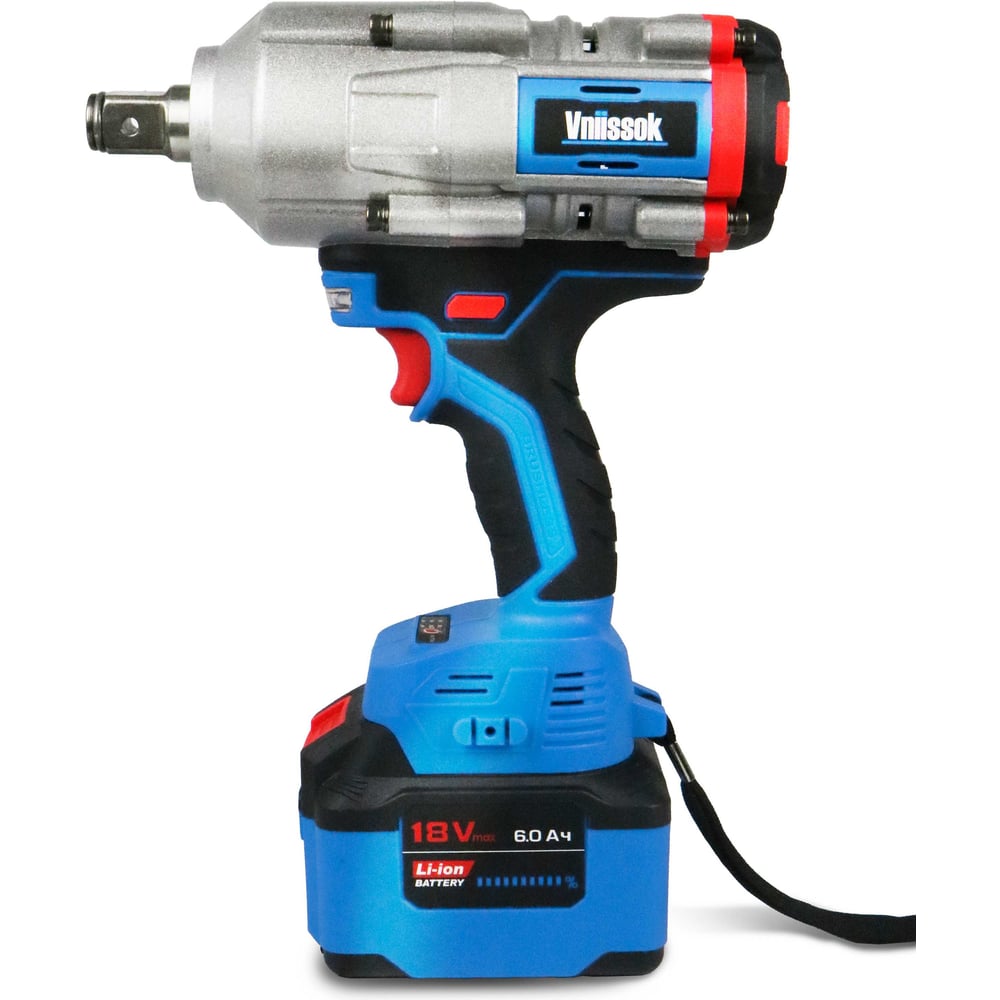 Аккумуляторный бесщеточный ударный гайковерт V-1200N(18В,1200Нм,Li-ion-1шт,6.0Ач,набор насадки,З/У,в кейсе) Vniissok V0143