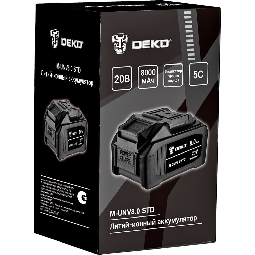Аккумулятор DEKO M-UNV8.0 STD, Li-ion, 20В, 8.0А_ч 081-1098